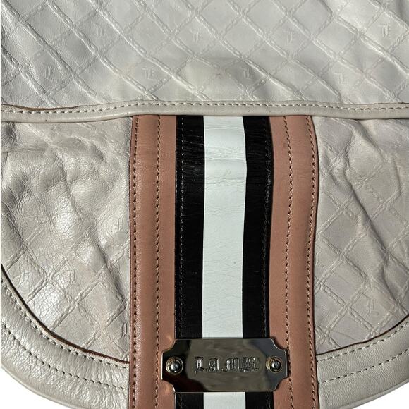 L.A.M.B. Jana Quilted Leather Stripe Clutch Cream Edgy Y2K Designer Bag - Picture 15 of 15